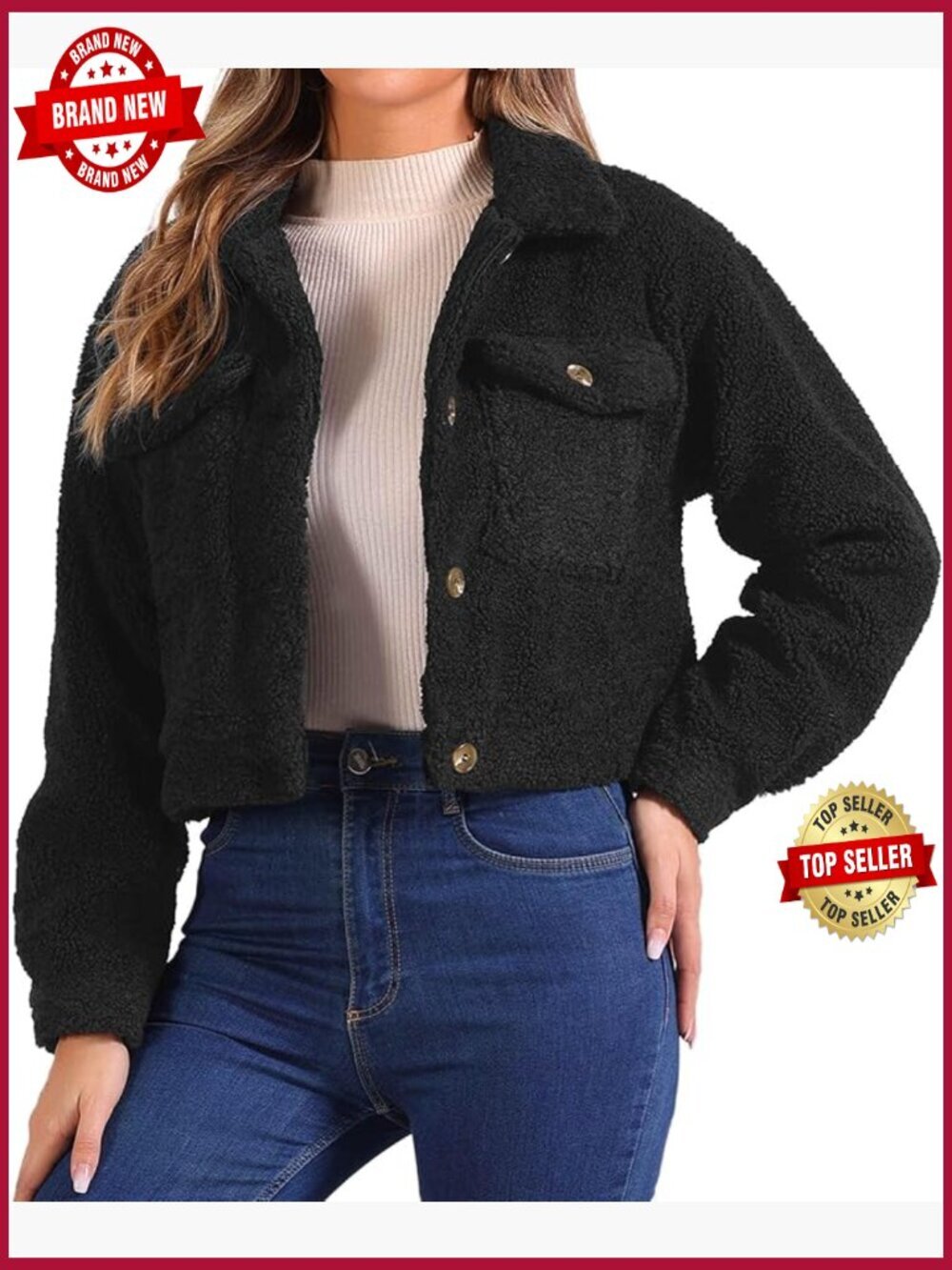 Faux Fur Fleece Jacket Women Winter Coat Short Button Cardigan